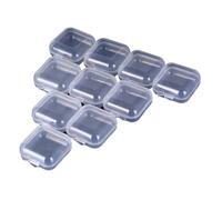 GBSTORE Lot de 10 mini boîtes carrées en plastique transparent de 1,8 mm d'épaisseur pour bijoux, bouchons d'oreille, pilules, boîte de rangement avec couvercle pour perles, maquillage, projets