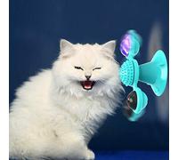 GBSYU Moulin à vent interactif pour chat avec herbe à chat : jouets pour chat d'intérieur jouets amusants pour chatons avec boule lumineuse LED ventouse jouet pour chat pour l'exercice à mâcher (bleu)