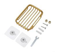 Gbtdoface Porte-savon en métal à ventouses solides pour douche, porte-savon, porte-savon en métal à forte ventouse pour salle de bain, douche, filet de vidange (Gold)