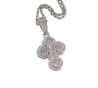 GBTROEY Collier Croix En Zirconium Hip Hop, Collier Croix En Cristal Glacé, Bijoux à Pendentifs De Style Punk Avec Chaîne En Acier Inoxydable Pour Hommes Femmes