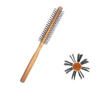 GBTUPOKW Brosse à cheveux ronde en bois avec poignée en bois, poils en nylon, brosse à cheveux ronde, peigne rond, brosse à cheveux circulaire, brosse à cheveux pour femmes et hommes, cheveux bouclés