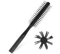 GBTUPOKW Brosse à cheveux ronde noire avec manche en bois, poils en nylon, brosse à cheveux ronde, peigne rond, brosse à cheveux circulaire, brosse à cheveux pour femmes et hommes, cheveux bouclés et