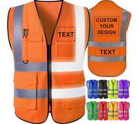 GBVllexuii Gilet de sécurité personnalisé pour hommes avec poches avec logo Gilets réfléchissants haute visibilité orange Vêtements de travail de sécurité de construction Protection extérieure 3XL