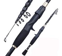 GBYUHAIJUN Canne à PêChe,Canne à PêChe 2.1m 2.4m Telescopic Fishing Rod Ultralight Weight Rod Casting Fishing Rod Carbon Fiber Fishing Rod Tackle(Black,2 4 M)
