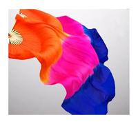 GBYUHAIJUN Fan Veil Soie,Voile De Danse Orientale Enfants Femmes 1 Paire Soie Longue Danse du Ventre Éventail Voiles Élégant Dégradé De Couleur 120cm 150cm 180cm(As picture-05,210cm)