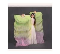 GBYUHAIJUN Fan Veil Soie,Voile De Danse Orientale Éventail de Danse du Ventre en Soie véritable à dégradé Couleurs for Femmes, éventails Longs et Pliables Multicolores(Color 20,1.2X0.9M)