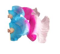 GBYUHAIJUN Fan Veil Soie,Voile De Danse Orientale Éventail de Danse en Soie véritable, Accessoires scène du Ventre, éventails Teints à la Main, voiles Plusieurs Couleurs(FS101,1pc Right hand-150cm)
