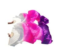GBYUHAIJUN Fan Veil Soie,Voile De Danse Orientale Éventail de Danse en Soie véritable, Accessoires scène du Ventre, éventails Teints à la Main, voiles Plusieurs Couleurs(FS109,180x90cm 1 Pair)