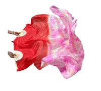 GBYUHAIJUN Fan Veil Soie,Voile De Danse Orientale Éventail de Danse en Soie véritable du Ventre Une Paire d'éventails allongés tie-Dye Fait à la Main(FS826,1pc Right hand-150cm)