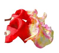 GBYUHAIJUN Fan Veil Soie,Voile De Danse Orientale Éventail de Danse en Soie véritable du Ventre Une Paire d'éventails allongés tie-Dye Fait à la Main(FS308,1pc Right hand-150cm)