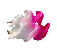 GBYUHAIJUN Fan Veil Soie,Voile De Danse Orientale Eventails de Danse du Ventre en Soie Danse Véritable/Rayonne Éventails Main Gauche + Droite 150/180 * 90 cm(3,280x90cm Real Silk)