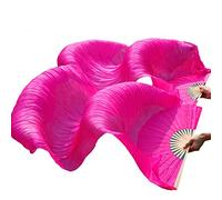 GBYUHAIJUN Fan Veil Soie,Voile De Danse Orientale Éventails en Tissu de Soie 1 Paire d'éventails Danse du Ventre Faits à la Main for Femmes Blanc + Vert 180 * 90(03,120cm Imitation Silk)