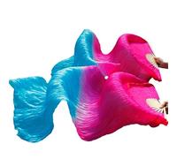 GBYUHAIJUN Fan Veil Soie,Voile De Danse Orientale Éventails en Tissu de Soie 1 Paire d'éventails Danse du Ventre Faits à la Main for Femmes Blanc + Vert 180 * 90(07,180cm Imitation Silk)