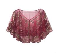 GBYUHAIJUN Femme Sequin ChâLe Et Wraps Châles À Paillettes For Bal De Promo, Mariage, Soirée, Années 1920, Scintillantes Robe Vintage Lace Beaded Shawl(Wine red and gold)