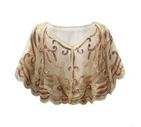 GBYUHAIJUN Femme Sequin ChâLe Et Wraps Châles À Paillettes For Bal De Promo, Mariage, Soirée, Années 1920, Scintillantes Robe Vintage Lace Beaded Shawl(Gold)