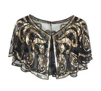 GBYUHAIJUN Femme Sequin ChâLe Et Wraps Châles Pailletés Scintillants Et Perlés For Soirées À Clapet, Des Tenues De Mariée Fête Élégantes Vintage Lace Beaded Shawl(Gold)