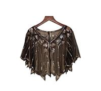 GBYUHAIJUN Femme Sequin ChâLe Et Wraps Robe De Soirée For Femme, Châle Multicolore Rétro À Paillettes Et Perles, Petit Vintage Lace Beaded Shawl(Gold)