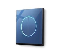 GBYUHAIJUN Interrupteur Tactile,Interrupteur Tactile LED Standard 2 Gang 1 Way Wall Touche Point DE Point DE POISION, INTERUMITÉ DE RÉINSE DE Poids Mural, Panneau en Verre trempé à 4 Couleurs(Blue)
