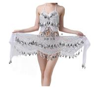GBZIJIE Ceinture Danse Femme Sexy Costumes danse scène performance Vêtements HIP Echarpe paillettes ceinture de la ventre Dance Jazz Femmes adultes(Silver)