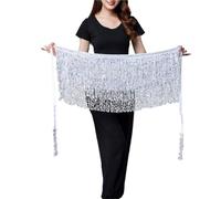 GBZIJIE Ceinture Danse Femme Sexy Robe De Danse Du Ventre For Femmes, Ceinture Chaîne Taille Brillante, Accessoires Spectacle Sur Scène Hula, Accessoire Costume, Jupe(Silver)