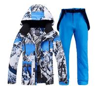 GBZIJIE Ensemble Veste et Pantalon de Ski Combinaison de Ski d'hiver Hommes Coupe-Vent imperméable Chaud en Plein air Veste Chaude + Pantalon Ensemble Snowboard Costumes mâle(Jacket Pants 8,3XL)