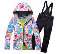 GBZIJIE Ensemble Veste et Pantalon de Ski Costume de Ski d'hiver Femmes Veste et Pantalon for Femmes Chaudes étanche à la Coupe-Vent Costumes Snowboard(05 Black,L)