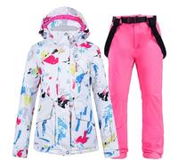 GBZIJIE Ensemble Veste et Pantalon de Ski Neige Femmes PORTONNES SONTES DE SNOWBARDING en Seins ÉTAILLES Costumes D'HIPHIQUES ÉTANCHÉRES Veste Ski ET PANTALE STANDES(Beige,S)