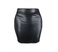 GBZIJIE Jupe,Jupe Cuir Mode Femmes Mini Faux Cuir Jupes Hiver Sexy Taille Haute Solide Couleur Solid Partie Court Fête Night Club Jupe(Black,XL)