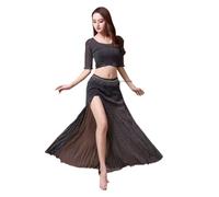 GBZIJIE Justaucorps Danse Femme,Jupe Danse Ensemble 2 pièces for Cours de Danse, Haut et Jupe Longue for Femme, Tenue d'entraînement, Yoga, Groupe(Black,XXL)
