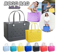 GBZIJIE Sac de Plage Femme Imperméable Mini sac fourre-tout de plage en caoutchouc for enfant, taille XL, LM, EVA, imperméable, panier rangement d'été, courses femme(Blue,L)