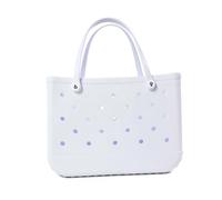 GBZIJIE Sac de Plage Femme Imperméable Mini sac fourre-tout de plage en caoutchouc for enfant, taille XL, LM, EVA, imperméable, panier rangement d'été, courses femme(White,M)