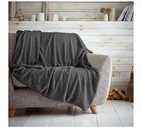 GC GAVENO CAVAILIA Couverture de canapé-lit de Luxe en nid d'abeille, Facile d'entretien, Super Douce et Chaude, Moelleuse, Anthracite, 150 x 200 cm, 651284