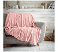 GC GAVENO CAVAILIA Couverture de canapé-lit en nid d'abeille de qualité supérieure, Facile d'entretien, Super Douce et Chaude, Moelleuse, Rose pâle, 150 x 200 cm