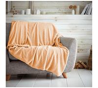 GC GAVENO CAVAILIA Couvre Popcorn Couverture de canapé-lit en nid d'abeille de qualité supérieure, Facile d'entretien, Super Douce et Chaude, Moelleuse, Flanelle, pêche, 200X240