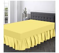 GC GAVENO CAVAILIA Diamant Cache-sommier à Volants en Polycoton pour lit, Taille Simple, élastique et Respirant, uni, Polyester, 50% Coton, Jaune, King Base Valance