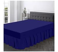 GC GAVENO CAVAILIA Diamant Teint Cache-sommier à Volants en Polycoton pour lit Simple, Jupe et cantonnière d'angle, élastique et Respirant, uni, Polyester, 50% Coton, Bleu Marine, Double Valance Sheet