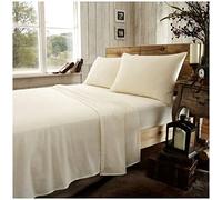GC GAVENO CAVAILIA Drap Plat uni en Flanelle de Haute qualité 100% Coton brossé, Accessoire Luxe, Doux et Confortable, crème, lit Simple