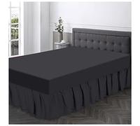 GC GAVENO CAVAILIA Feuilles de Gamme Diamond Cache-sommier à Volants en Polycoton pour lit, Taille Simple, élastique et Respirant, uni, Charbon, King Valance Sheet