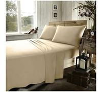 GC GAVENO CAVAILIA Housse de Couette Unie en Flanelle Facile d'entretien, Drap-Housse Super Doux, Confortable et Chaud, Coton, Drap Plat Latte, Drap Plat King Size