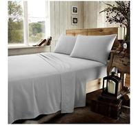 GC GAVENO CAVAILIA Housse de Couette Unie en Flanelle Facile d'entretien, Super Douce, Confortable et Chaude, en Coton, Gris, Drap-Housse King Size