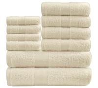 GC GAVENO CAVAILIA Lot de 10 Serviettes de Bain Douces - Serviettes absorbantes d'eau, 4 Serviettes pour Le Visage, 4 pour Les Mains, 2 Serviettes de Bain, 450 g/m², lavables (crème)