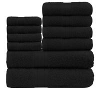 GC GAVENO CAVAILIA Lot de 10 Serviettes de Bain Douces - Serviettes absorbantes d'eau de qualité supérieure, 4 Serviettes pour Le Visage, 4 pour Les Mains, 2 Serviettes de Bain, 450 g/m², lavables,