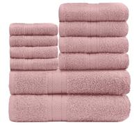 GC GAVENO CAVAILIA Lot de 10 serviettes en coton à séchage rapide très absorbantes, 450 g/m², rose pâle, 4 serviettes de bain pour le visage, 4 serviettes pour les mains, 2 serviettes de bain