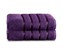 GC GAVENO CAVAILIA Lot de 2 draps de Bain de Luxe 100% Coton filé à l'anneau, résistantes à la décoloration, très absorbantes, égyptien, Aubergine, 80 x 170 cm