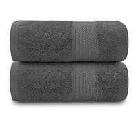 GC GAVENO CAVAILIA Lot de 2 draps de Bain Extra Larges en Coton égyptien 700 g/m² de qualité hôtelière 100 x 180 cm - Serviette de Bain Extra Douce - Anthracite