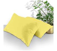 GC GAVENO CAVAILIA Lot de 2 draps Plats en Polycoton faciles d'entretien, Doux et Confortables, sans Repassage, taies d'oreiller en Polyester-Coton, Jaune, 188 x 122 cm