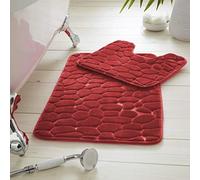 GC GAVENO CAVAILIA Lot de 2 Galets de Bain Super absorbants Rouge, Mousse à mémoire de Forme, 80 x 50 x 5 cm