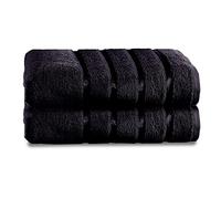 GC GAVENO CAVAILIA Lot de 2 Grandes Serviettes de Bain Douces et Super absorbantes en Coton filé à l'anneau, 500 g/m², Noir