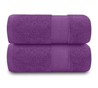 GC GAVENO CAVAILIA Lot de 2 Grandes Serviettes de Bain en Coton égyptien de 700 g/m² à séchage Rapide - Serviettes Douces au Toucher - Violet - 228,6 x 360,6 cm