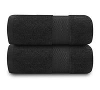 GC GAVENO CAVAILIA Lot de 2 Grandes Serviettes de Bain en Coton égyptien de 700 g/m² à séchage Rapide - Serviettes Douces au Toucher - Noir - 228,6 x 360,6 cm